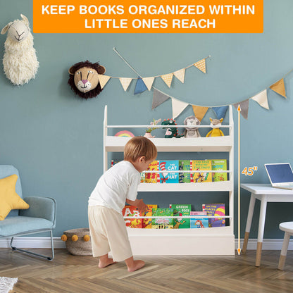 3-Tier Bookshelf with 2 Anti-Tipping Kits for Books and Magazines, White Kids Storage at Gallery Canada