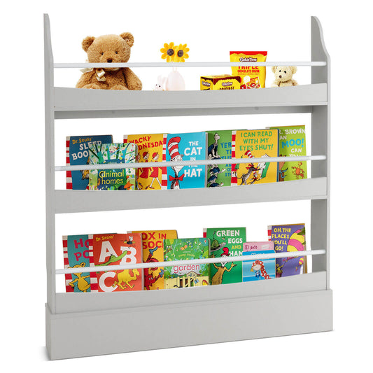 3-Tier Bookshelf with 2 Anti-Tipping Kits for Books and Magazines, Gray