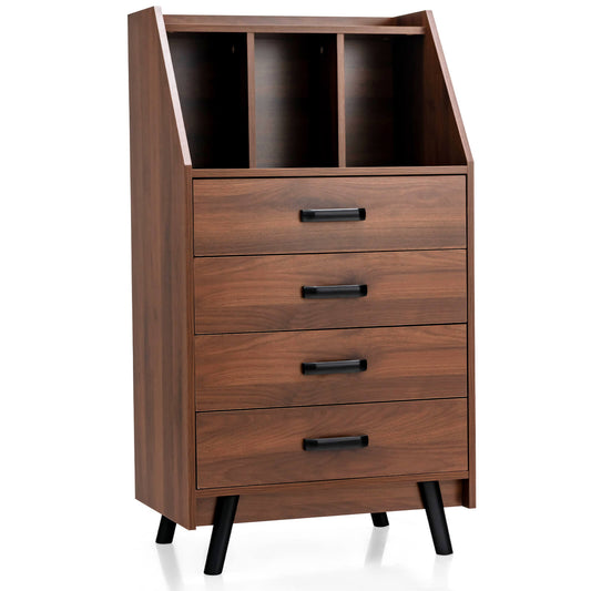 4-Drawer Dresser with 2 Anti-Tipping Kits for Bedroom, Walnut - Gallery Canada