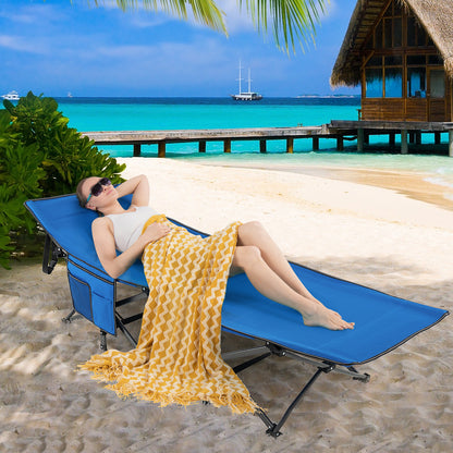 Wide Foldable Camping Cot with Carry Bag, Blue Camping Furniture at Gallery Canada