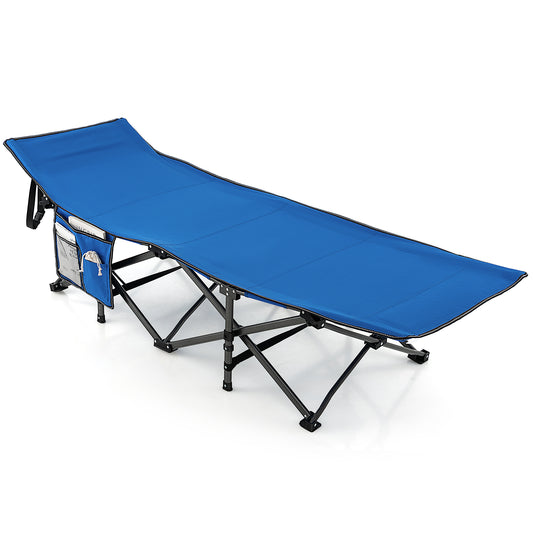 Wide Foldable Camping Cot with Carry Bag, Blue Camping Furniture Blue at Gallery Canada