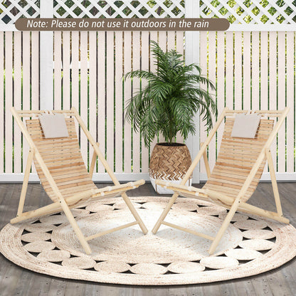 Solid Fir Wood Lounge Chair with 3-Level Adjustable Backrest and Soft Padded Headrest, Natural Outdoor Chaise Lounges at Gallery Canada