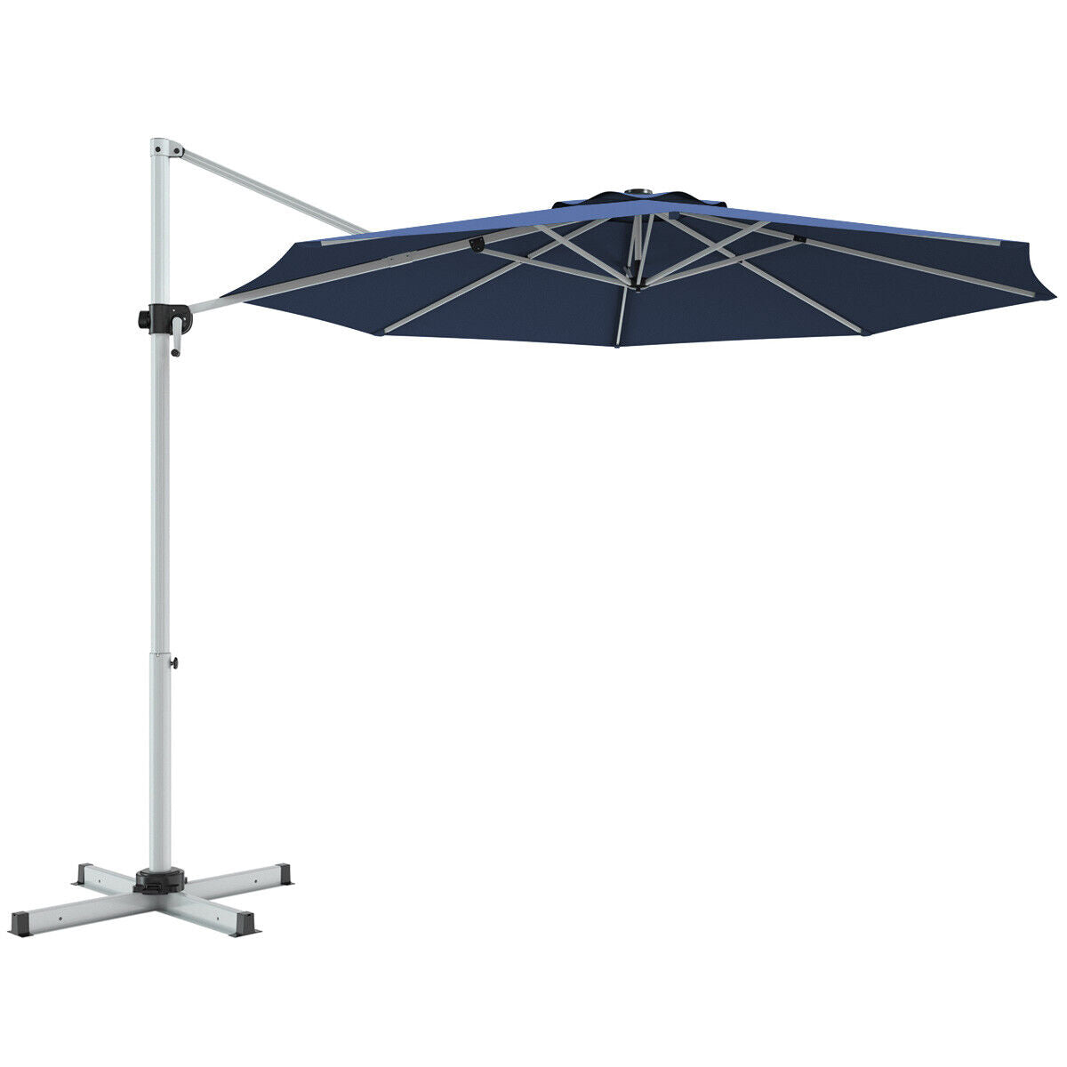 11 Feet Patio Offset Cantilever Umbrella, 360 Rotation Aluminum Tilt, Navy Outdoor Umbrellas Navy at Gallery Canada