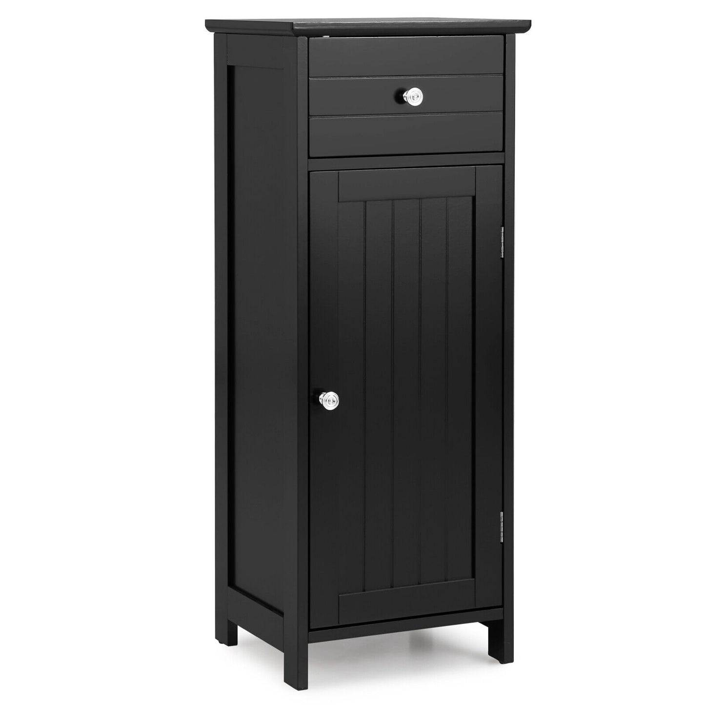 Wooden Bathroom Floor Storage Cabinet With Drawer And Shelf, Black Floor Cabinets Black at Gallery Canada