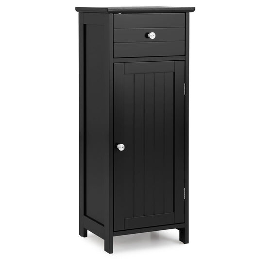 Wooden Bathroom Floor Storage Cabinet With Drawer And Shelf, Black Floor Cabinets Black at Gallery Canada