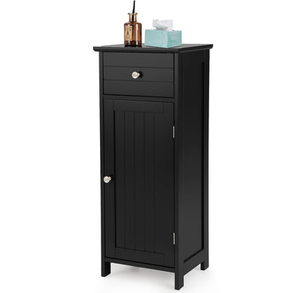 Wooden Bathroom Floor Storage Cabinet With Drawer And Shelf, Black Floor Cabinets at Gallery Canada