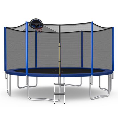 12/14/15/16 Feet Outdoor Recreational Trampoline with Enclosure Net-16 ft, Black Trampolines at Gallery Canada