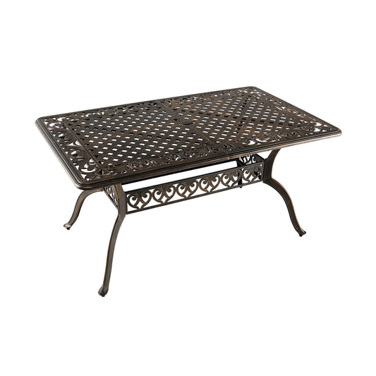 59 Inch Aluminum Patio Dining Table, 6 Person, Bronze Patio Dining Tables Bronze at Gallery Canada