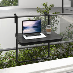 Folding Hanging Table with 3-Level Adjustable Height for Patio Balcony, Black - Gallery Canada
