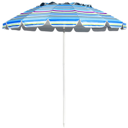8FT Portable Beach Umbrella, With Sand Anchor and Tilt, Blue Outdoor Umbrellas at Gallery Canada