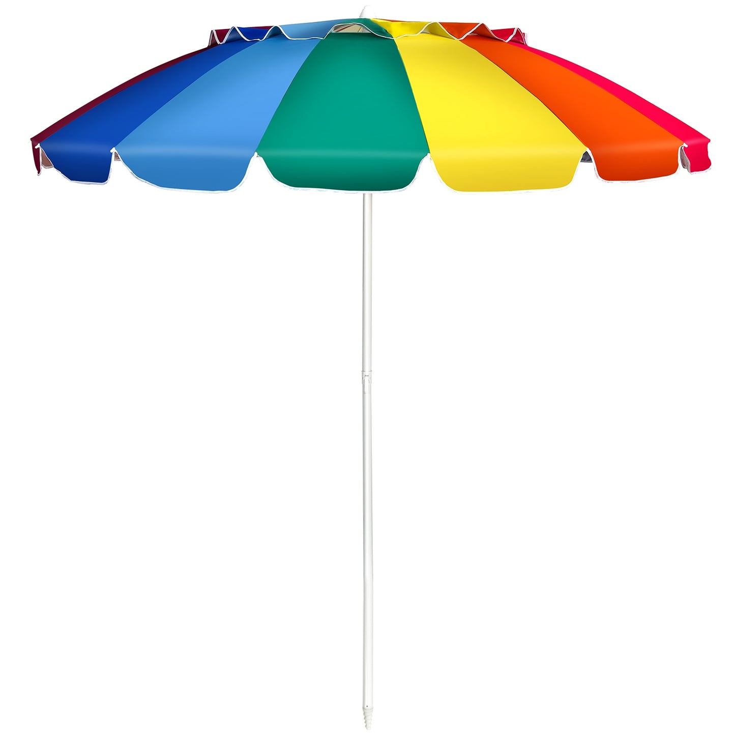 8FT Portable Beach Umbrella, Sand Anchor, Tilt Mechanism, Multicolor