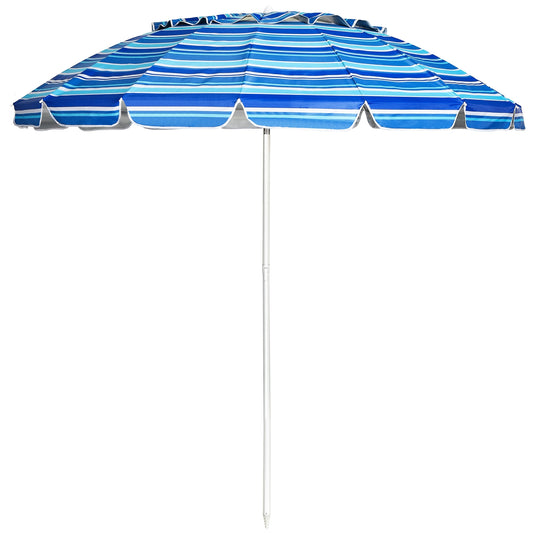 8FT Portable Beach Umbrella, Sand Anchor, Tilt Mechanism, Navy Outdoor Umbrellas Navy at Gallery Canada
