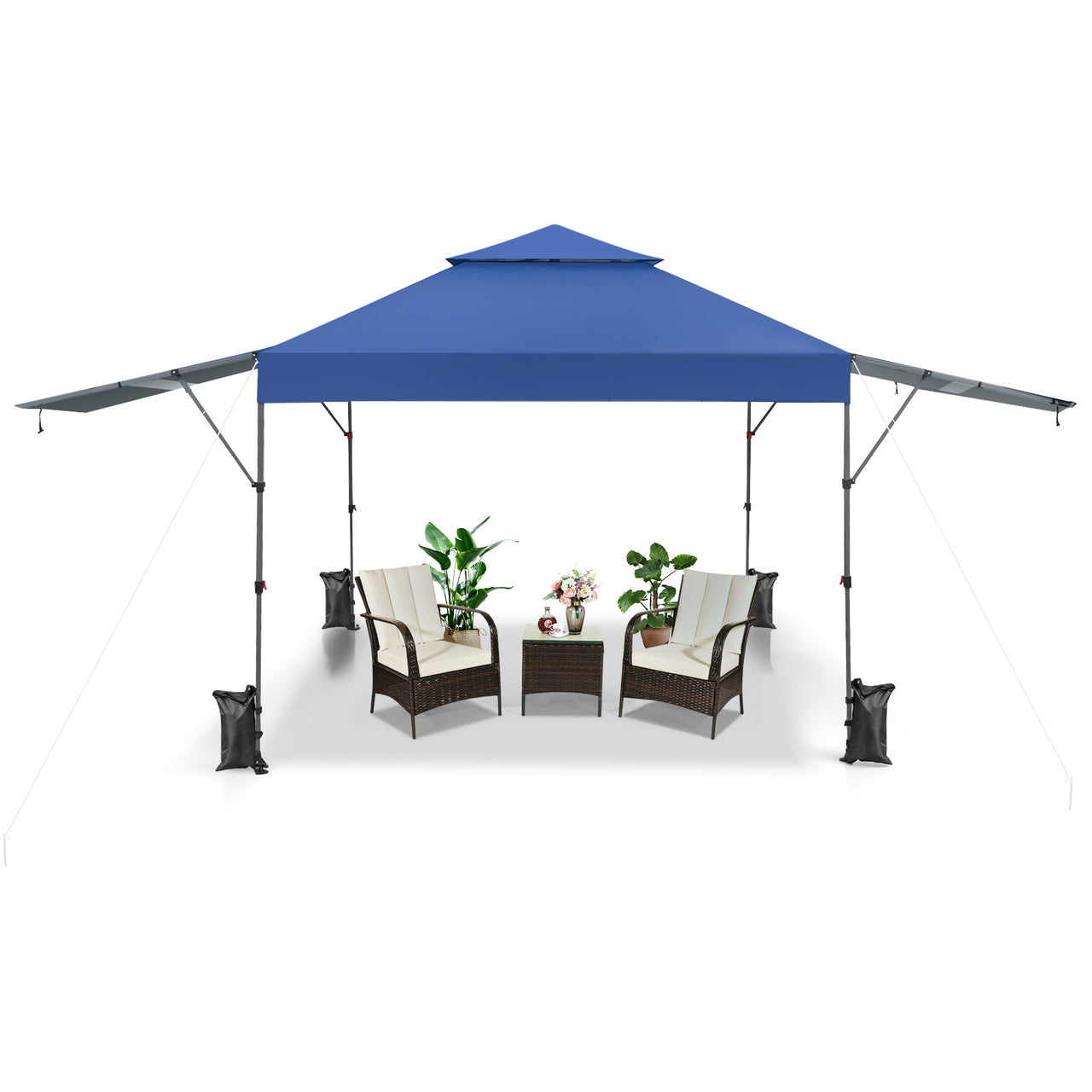 10 x 17.6 Feet Outdoor Instant Pop-up Canopy Tent with Dual Half Awnings - Gallery View 4 of 10