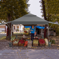 Thumbnail for 10 x 17.6 Feet Outdoor Instant Pop-up Canopy Tent with Dual Half Awnings - Gallery View 3 of 10