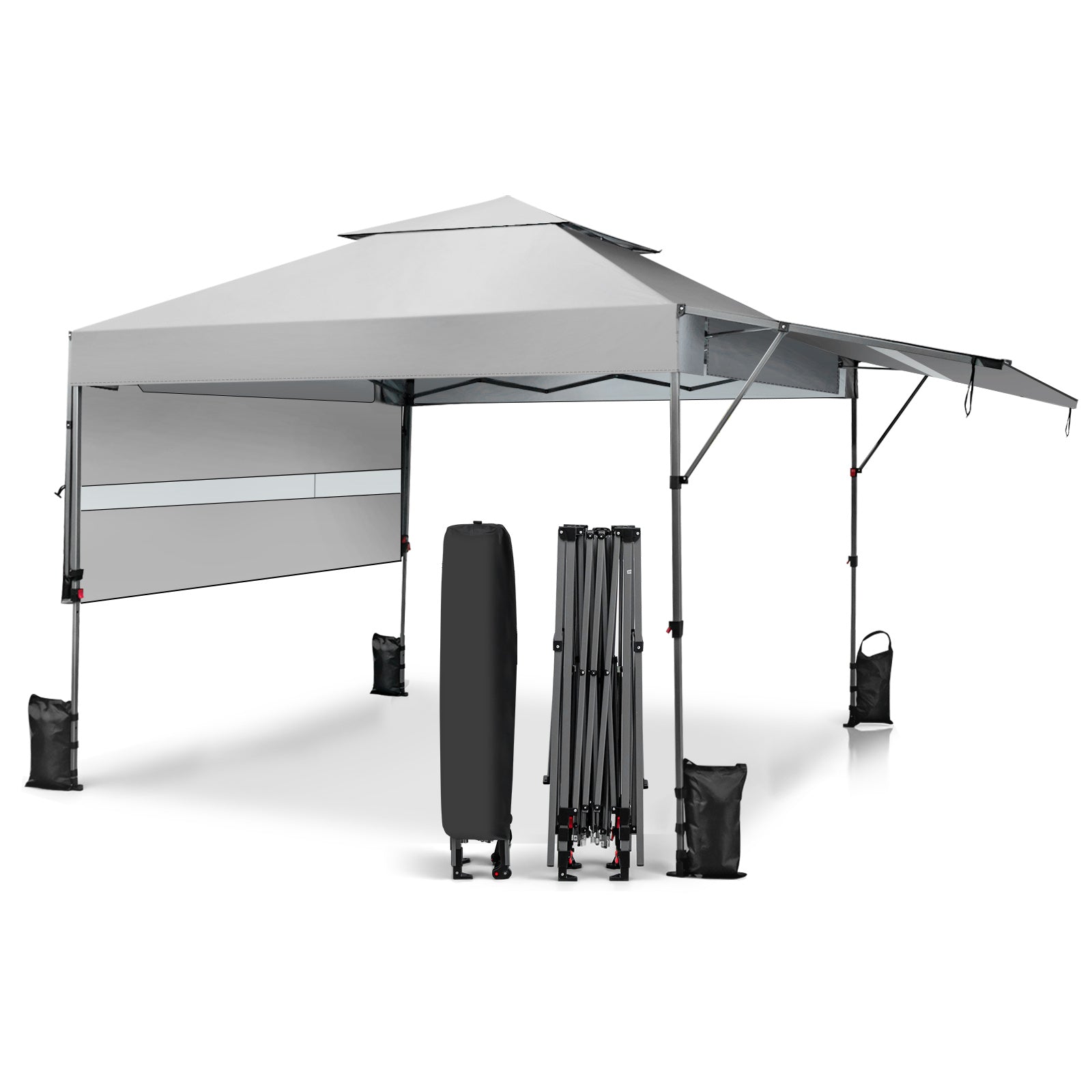 10 x 17.6 Feet Outdoor Instant Pop-up Canopy Tent with Dual Half Awnings, White Canopies at Gallery Canada