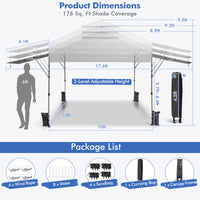 Thumbnail for 10 x 17.6 Feet Outdoor Instant Pop-up Canopy Tent with Dual Half Awnings - Gallery View 5 of 10