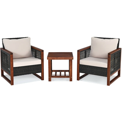 3 Pc Patio Wicker Sofa Set, Wood Frame, Cushion, Beige Patio Conversation Sets at Gallery Canada