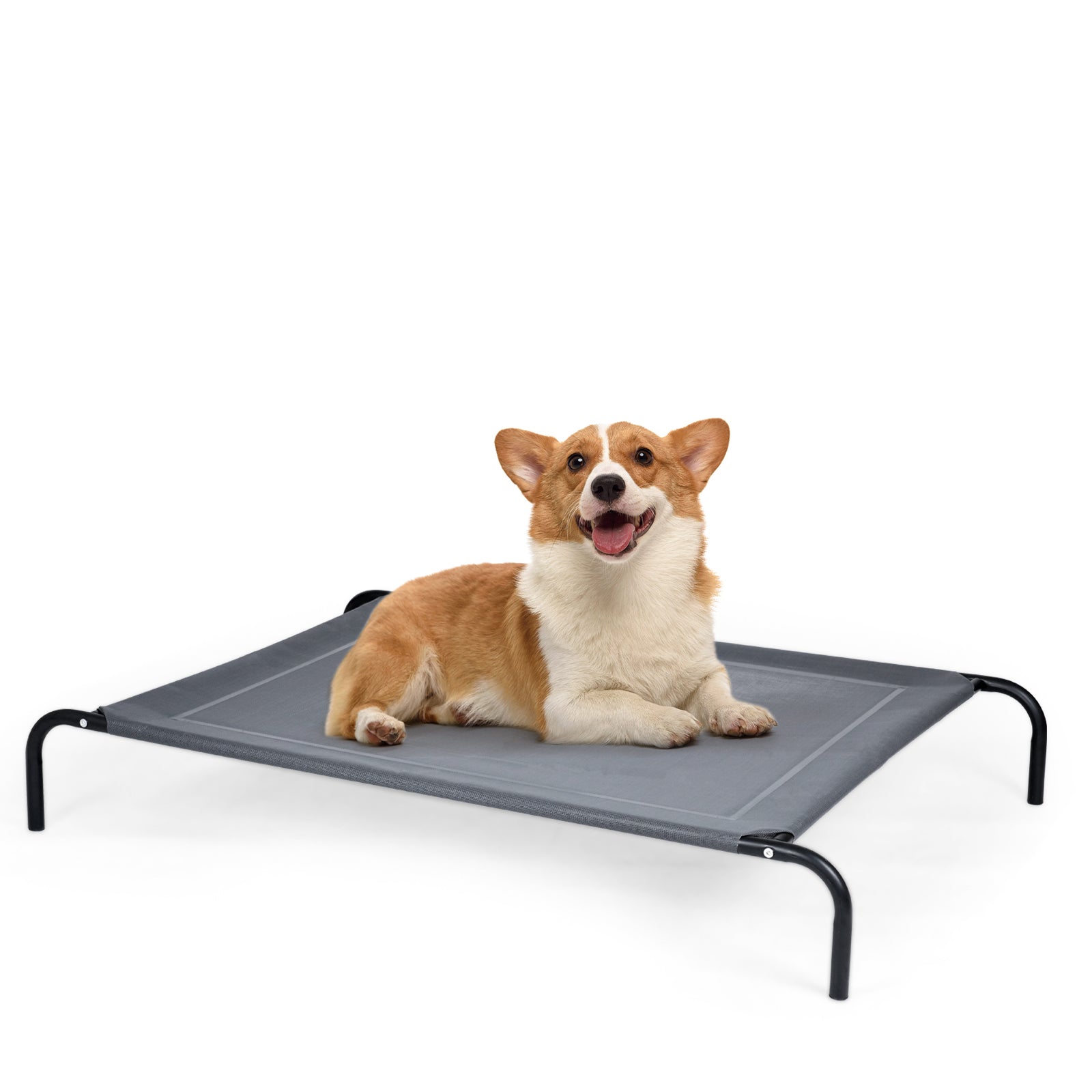 Large Pet Bed Indoor Outdoor Camping Steel Frame Elevated Pet Cot Mat, Black Dog Beds Gray at Gallery Canada