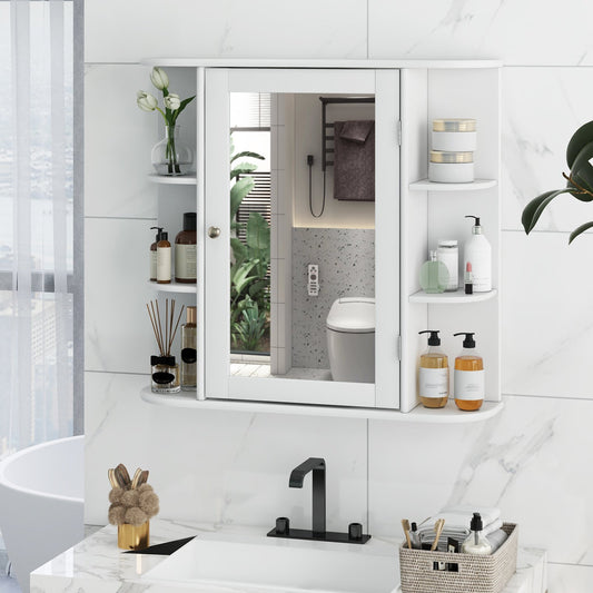 Multipurpose Mount Wall Mirror Bathroom Storage Cabinet, White - Gallery Canada