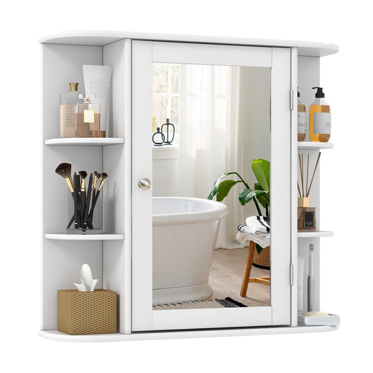 Multipurpose Mount Wall Mirror Bathroom Storage Cabinet, White - Gallery Canada