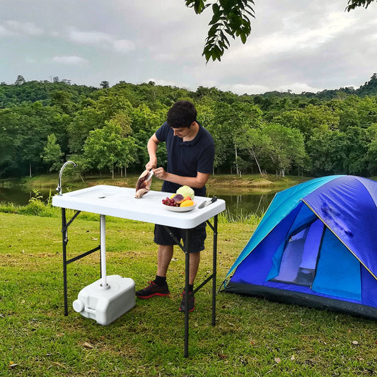 Folding Portable Fish Cleaning Cutting Table, White Camping Furniture White at Gallery Canada