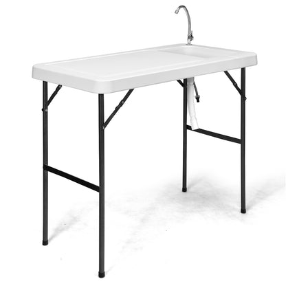 Folding Portable Fish Cleaning Cutting Table, White Camping Furniture White at Gallery Canada