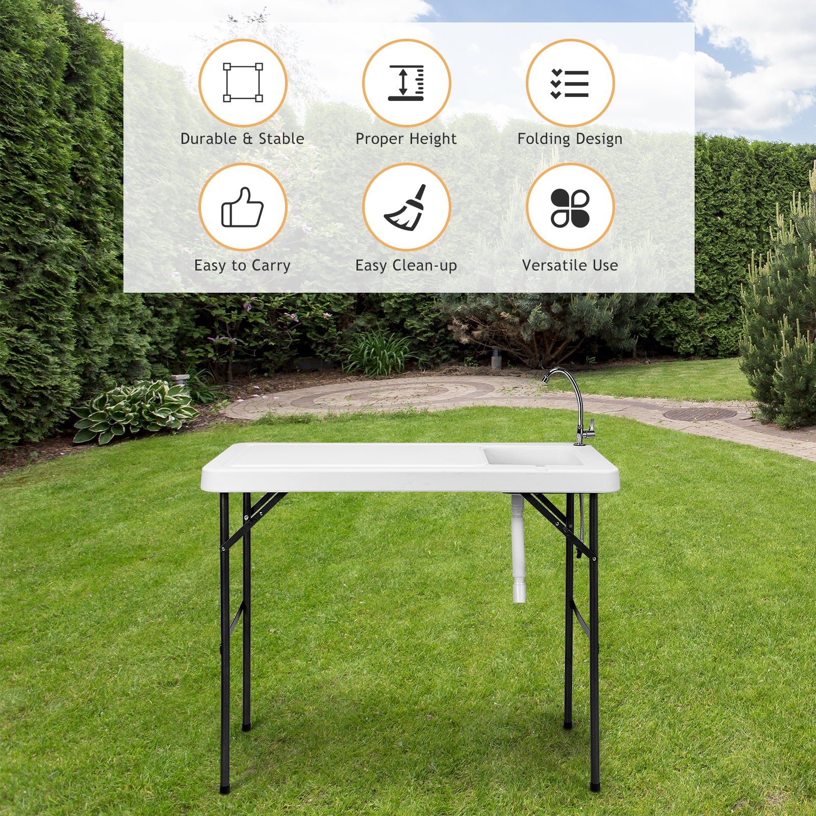 Folding Portable Fish Cleaning Cutting Table, White Camping Furniture at Gallery Canada