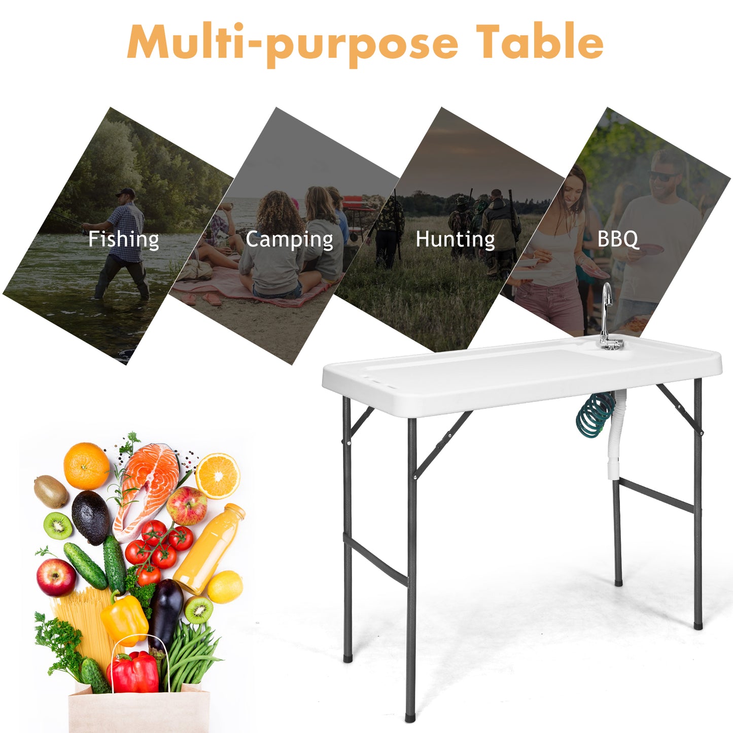 Folding Portable Fish Cleaning Cutting Table, White Camping Furniture at Gallery Canada