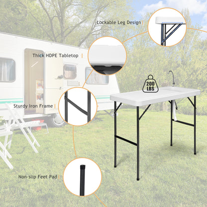 Folding Portable Fish Cleaning Cutting Table, White Camping Furniture at Gallery Canada
