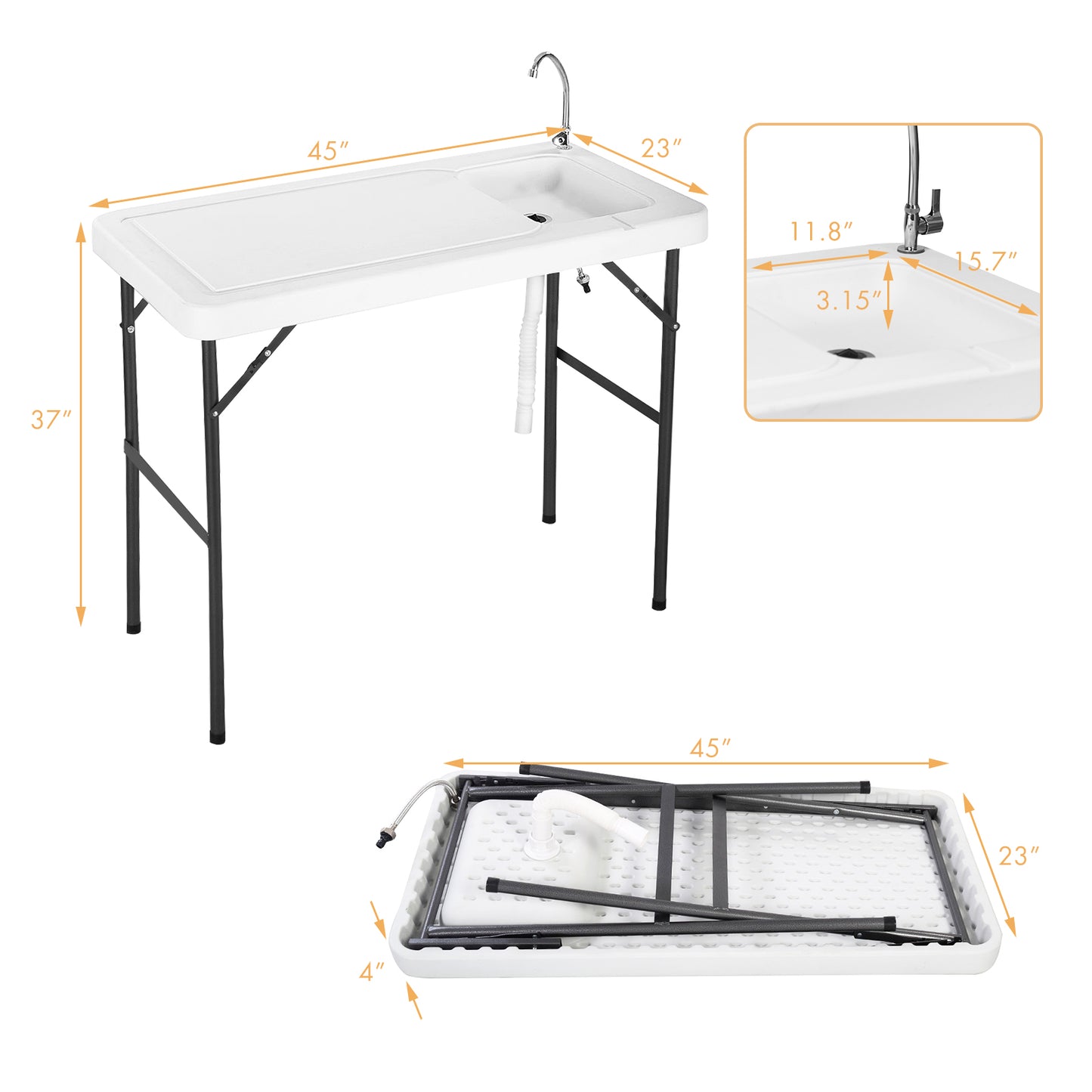 Folding Portable Fish Cleaning Cutting Table, White Camping Furniture at Gallery Canada