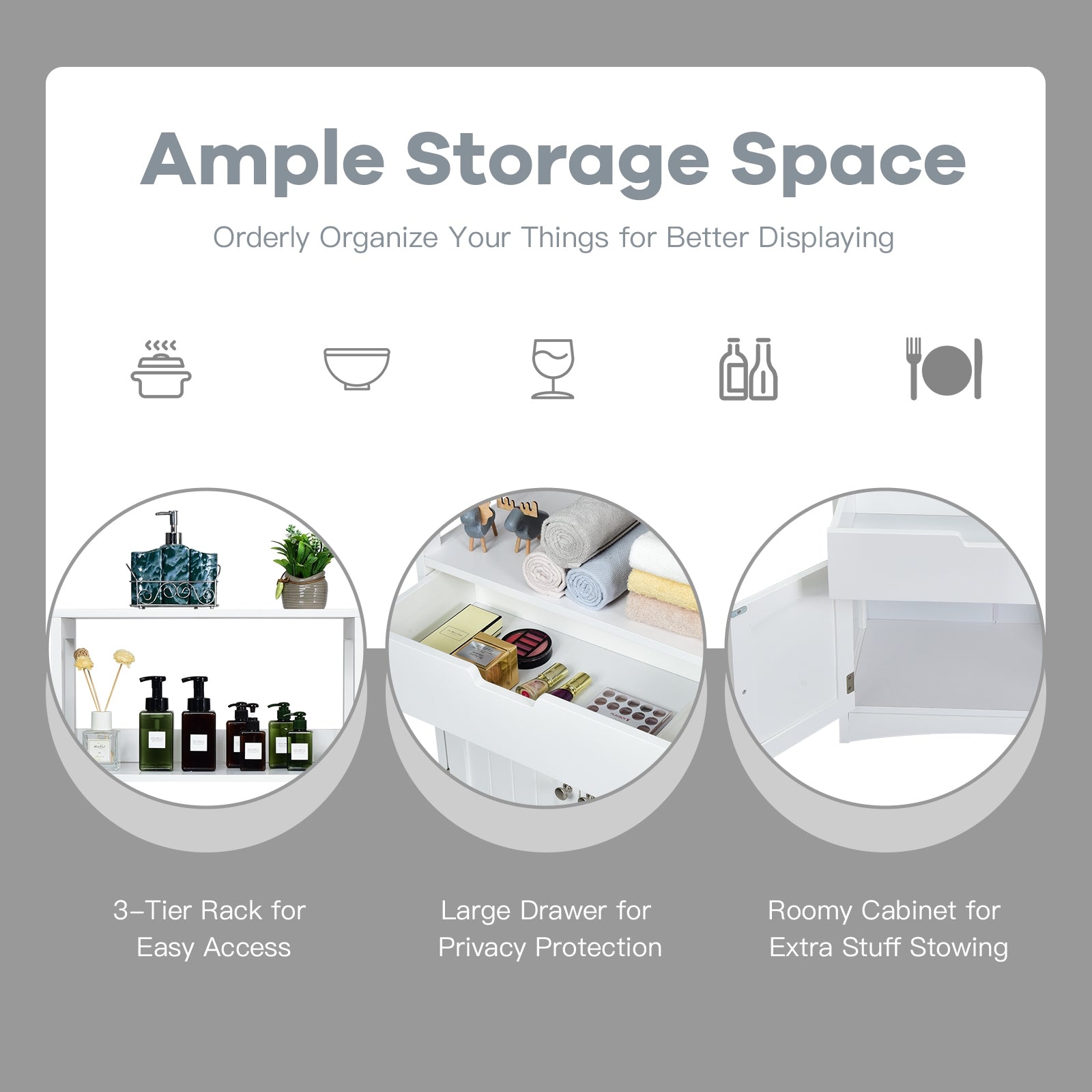 Bathroom Storage Cabinet with Shelf Floor Cabinet and Drawer, White Floor Cabinets at Gallery Canada