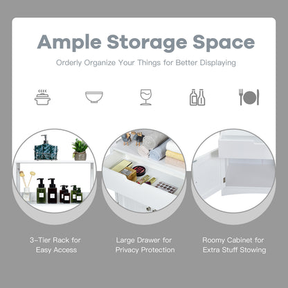 Bathroom Storage Cabinet with Shelf Floor Cabinet and Drawer, White Floor Cabinets at Gallery Canada