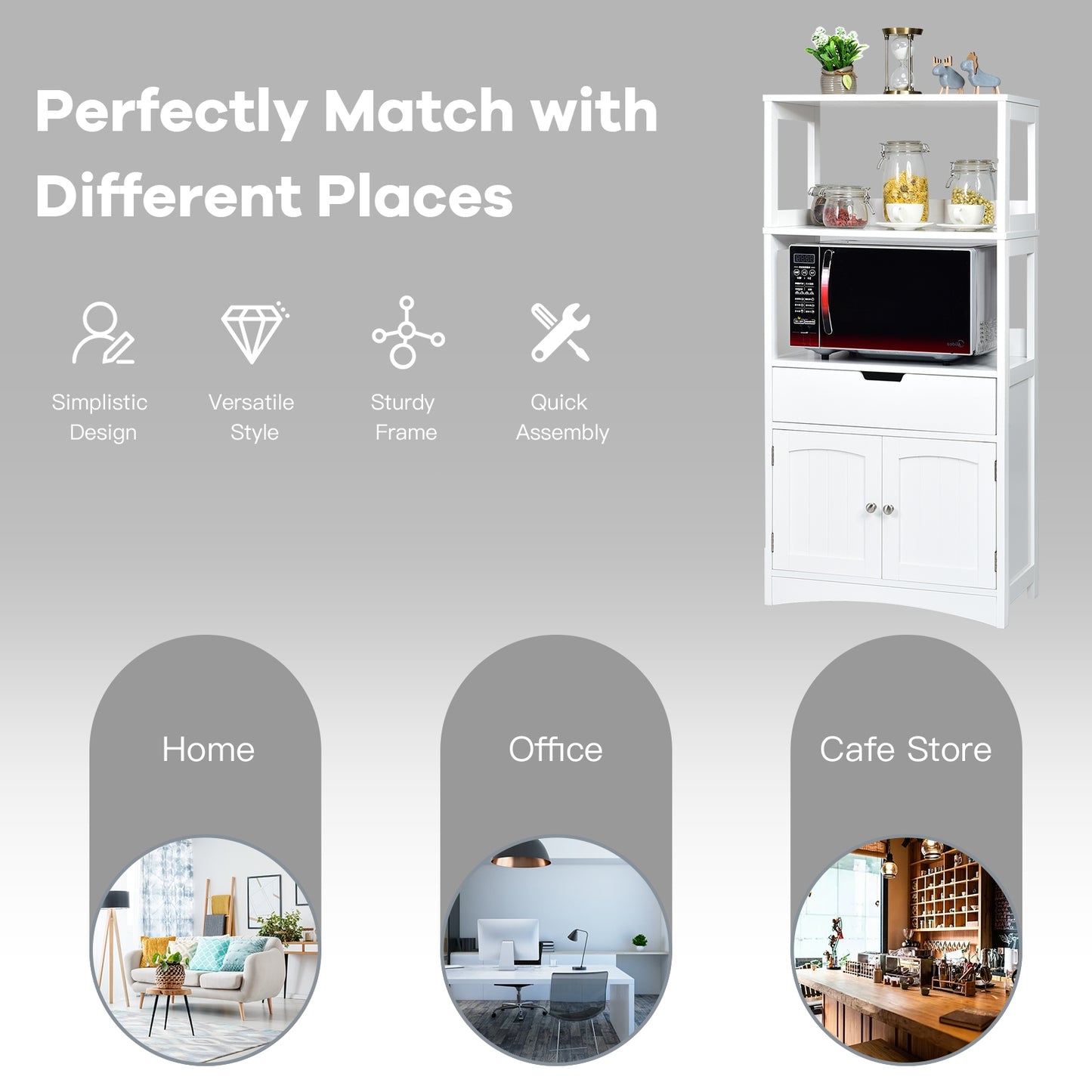 Bathroom Storage Cabinet with Shelf Floor Cabinet and Drawer, White Floor Cabinets at Gallery Canada