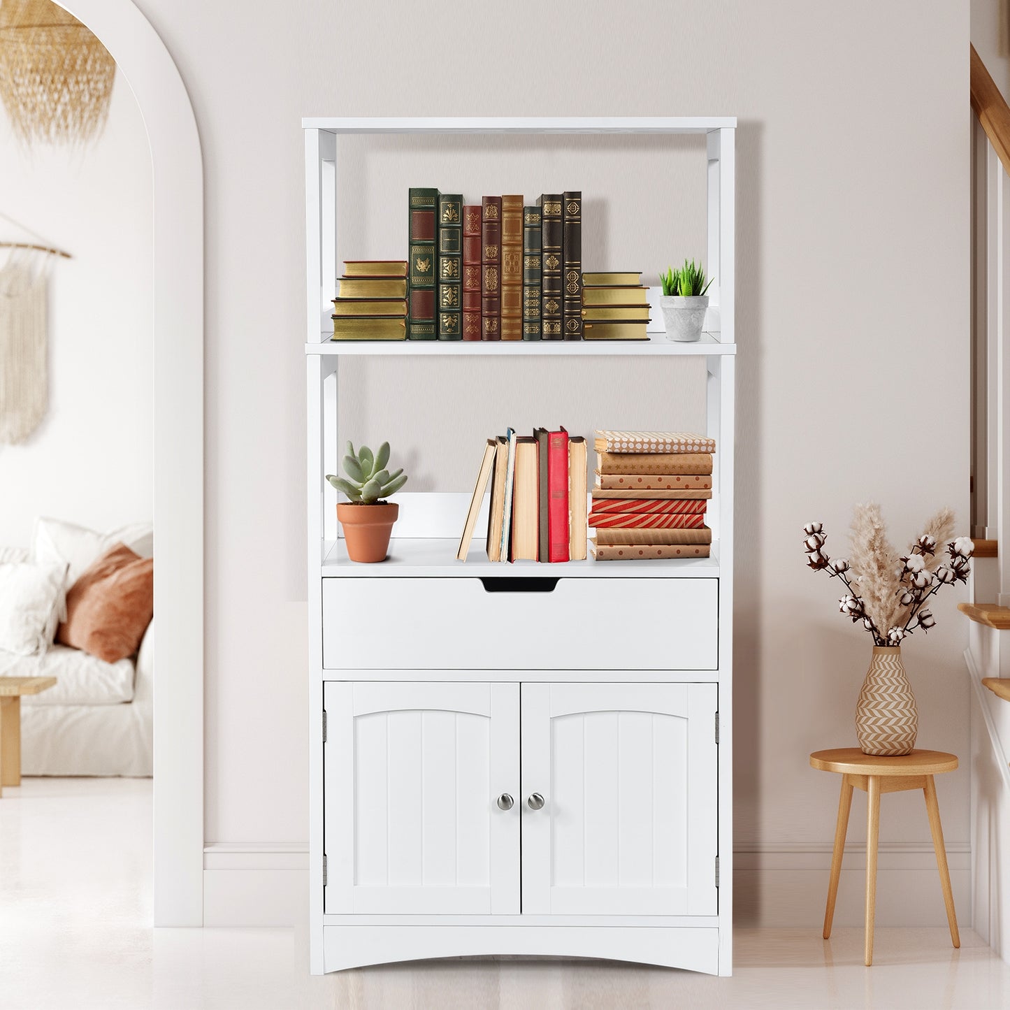 Bathroom Storage Cabinet with Shelf Floor Cabinet and Drawer, White Floor Cabinets at Gallery Canada