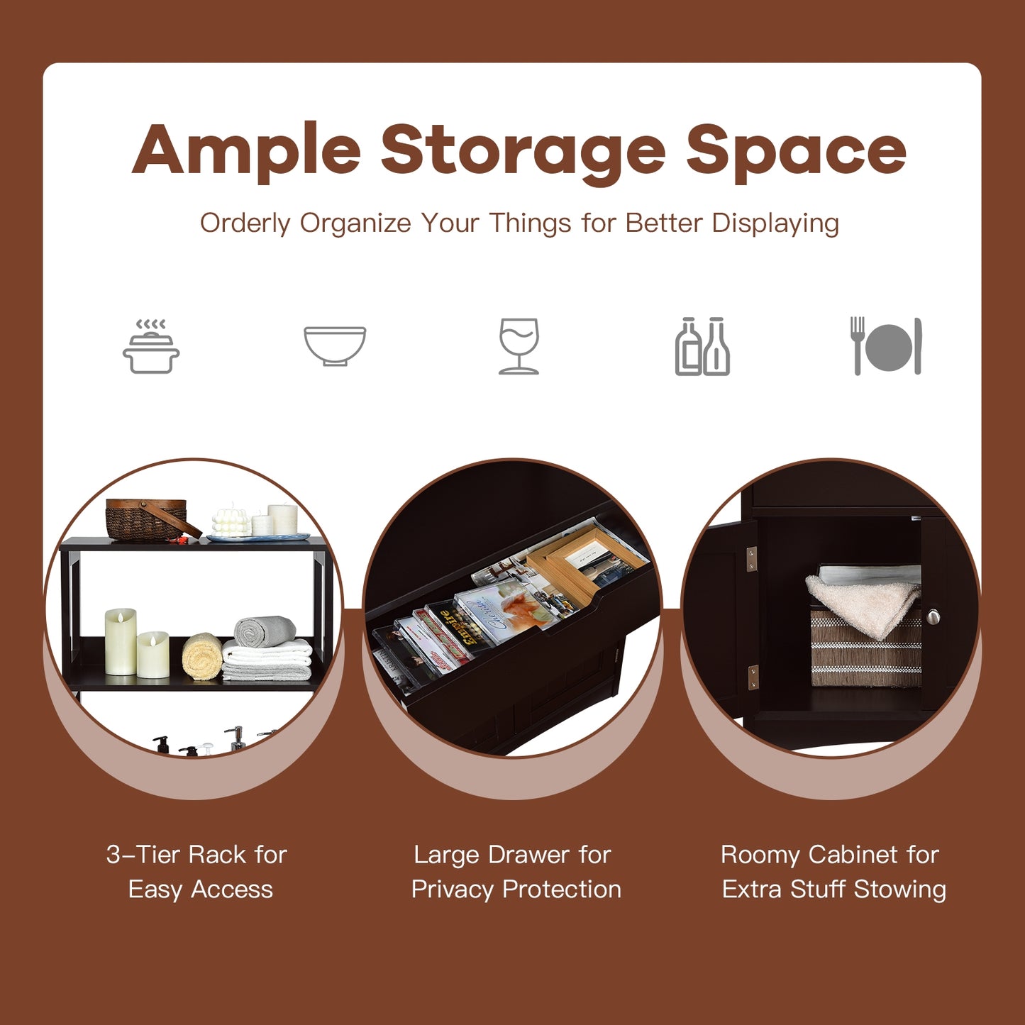 Bathroom Storage Cabinet With Drawer And Shelf, Dark Brown Floor Cabinets at Gallery Canada