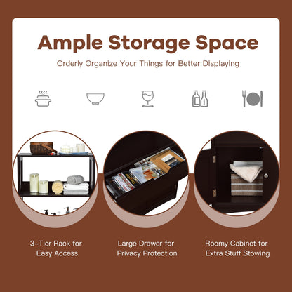 Bathroom Storage Cabinet With Drawer And Shelf, Dark Brown Floor Cabinets at Gallery Canada