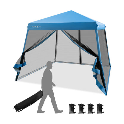 10 x 10 Feet Pop Up Canopy, Mesh Sidewalls, Roller Bag, Blue Canopies at Gallery Canada