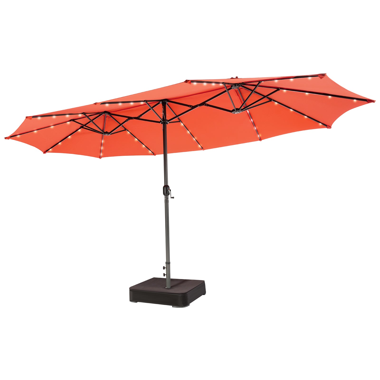 15 Feet Double-Sided Patio Umbrella, 48 LED Lights, Orange Outdoor Umbrellas at Gallery Canada