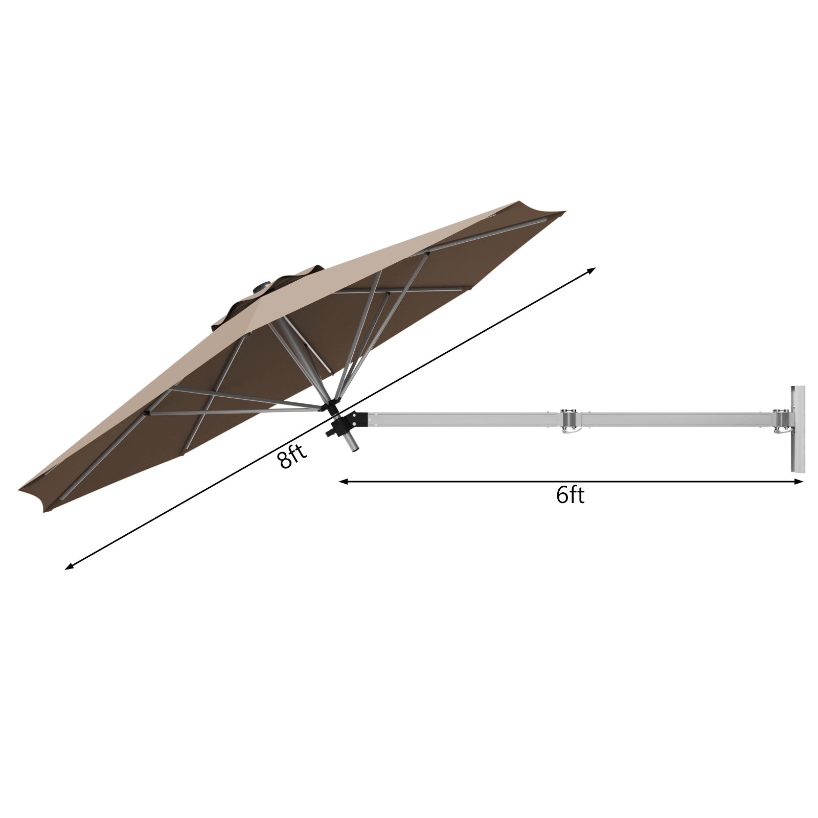 8ft Telescopic Folding Tilt Aluminum Sun Shade Umbrella, Tan Outdoor Umbrellas at Gallery Canada