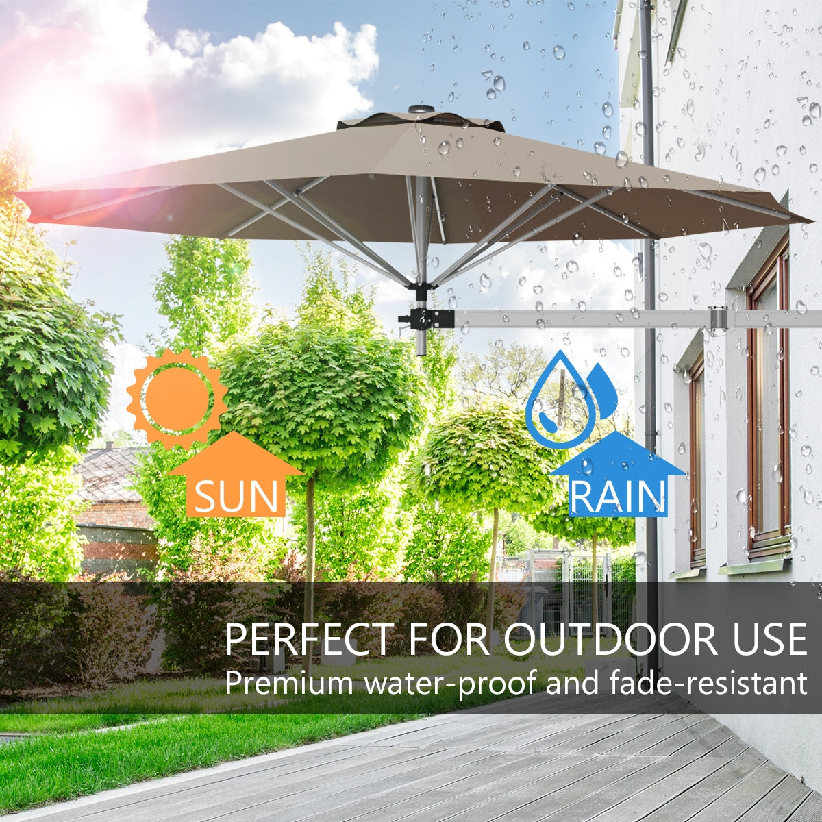 8ft Telescopic Folding Tilt Aluminum Sun Shade Umbrella, Tan Outdoor Umbrellas at Gallery Canada