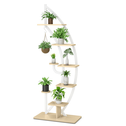 6-Tier 9 Potted Metal Plant Stand, White