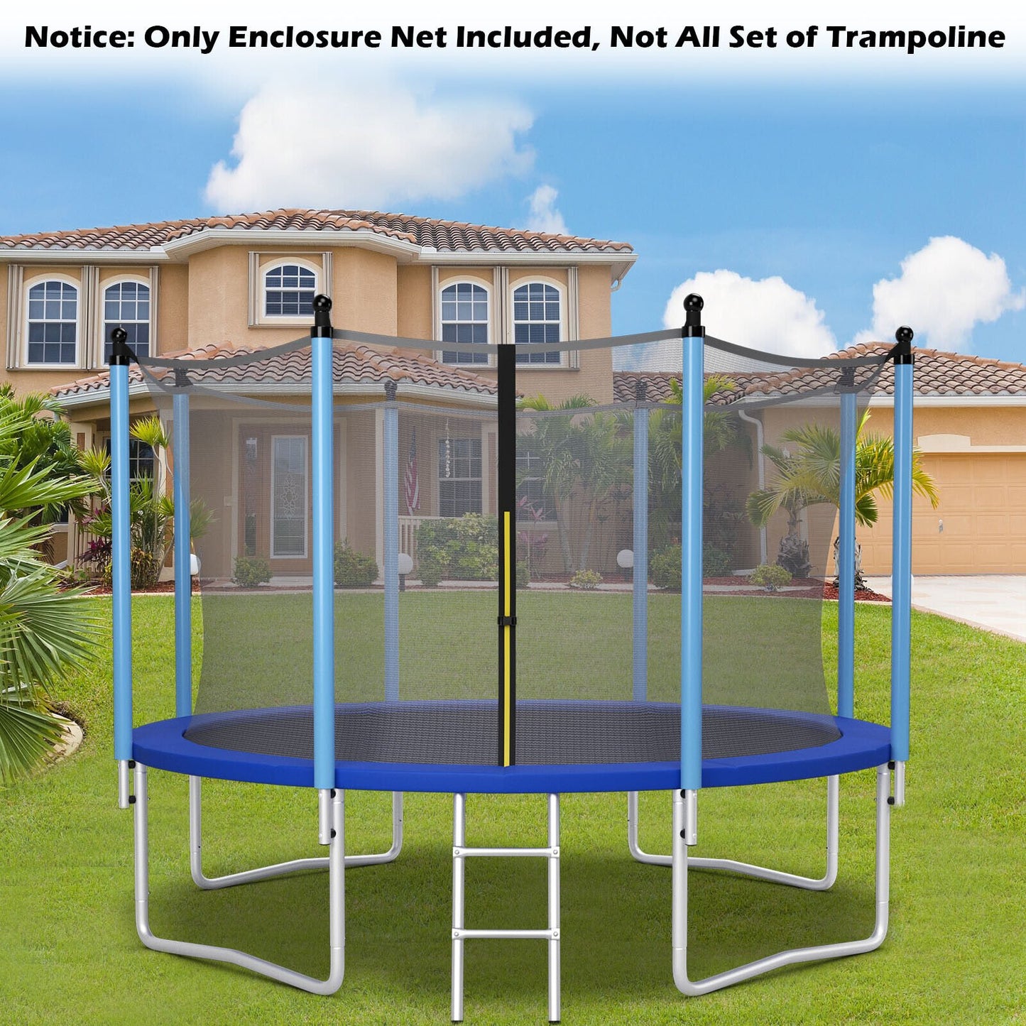 15/16 Feet Trampoline Replacement Safety Net with Adjustable Straps-16 ft, Black - Gallery Canada