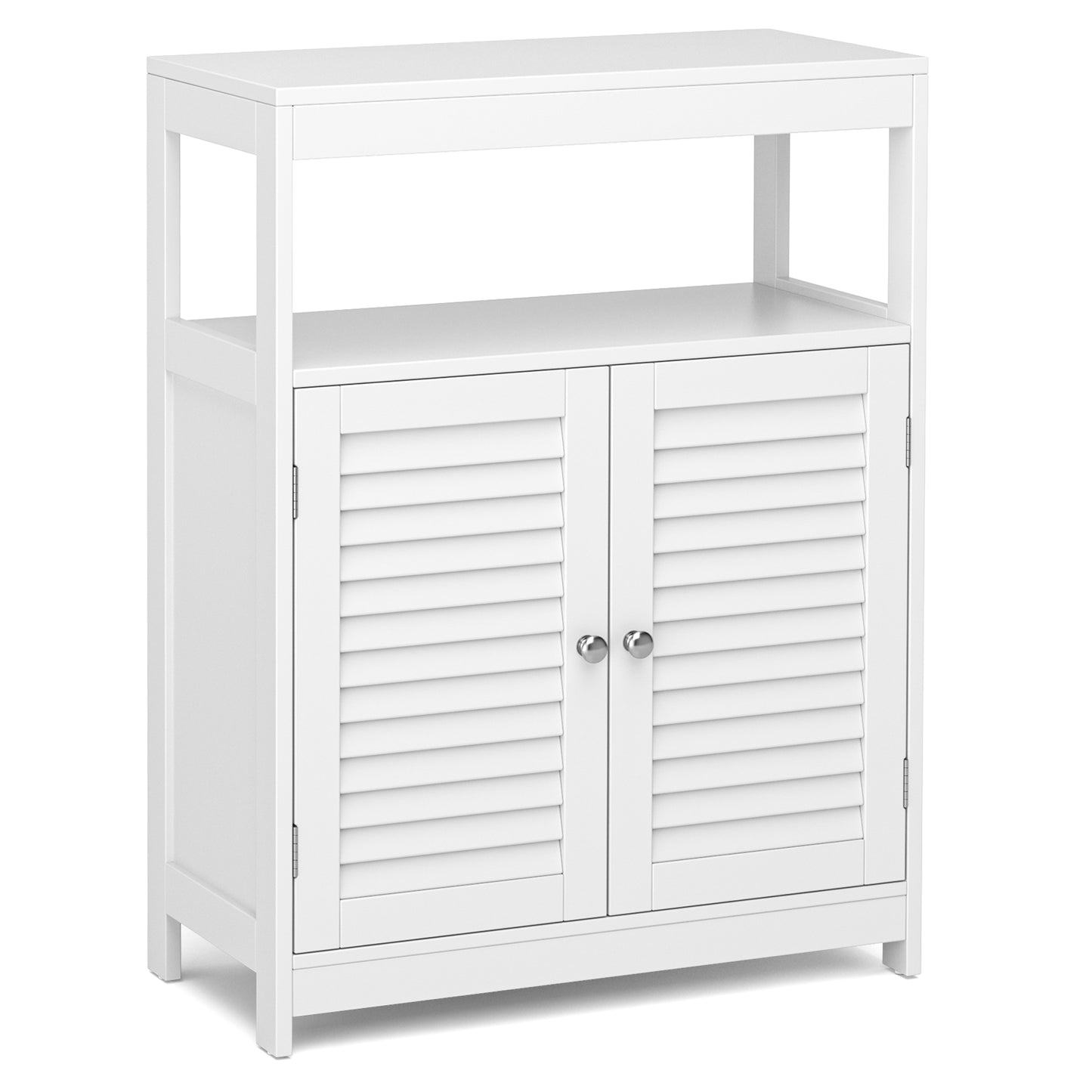 Freestanding Bathroom Floor Cabinet, Double Shutter Doors, White Floor Cabinets at Gallery Canada