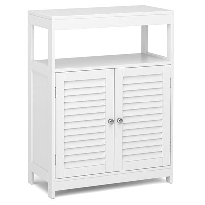 Freestanding Bathroom Floor Cabinet, Double Shutter Doors, White Floor Cabinets at Gallery Canada
