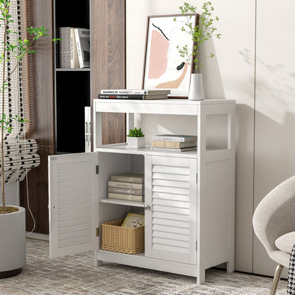 Freestanding Bathroom Floor Cabinet, Double Shutter Doors, White Floor Cabinets at Gallery Canada