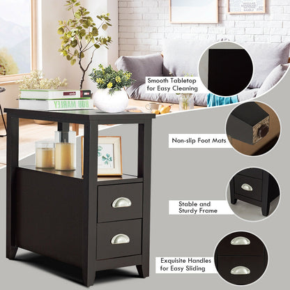 2 Drawer Wooden Nightstand Set, Dark Brown Nightstands at Gallery Canada