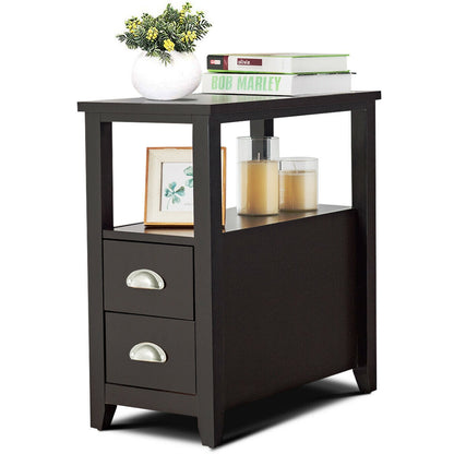 2 Drawer Wooden Nightstand Set, Dark Brown Nightstands at Gallery Canada