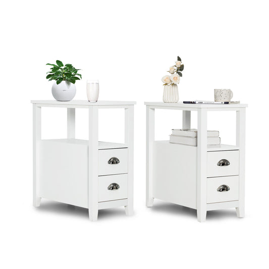 2 Drawer Wooden Nightstand Set, White Nightstands White at Gallery Canada