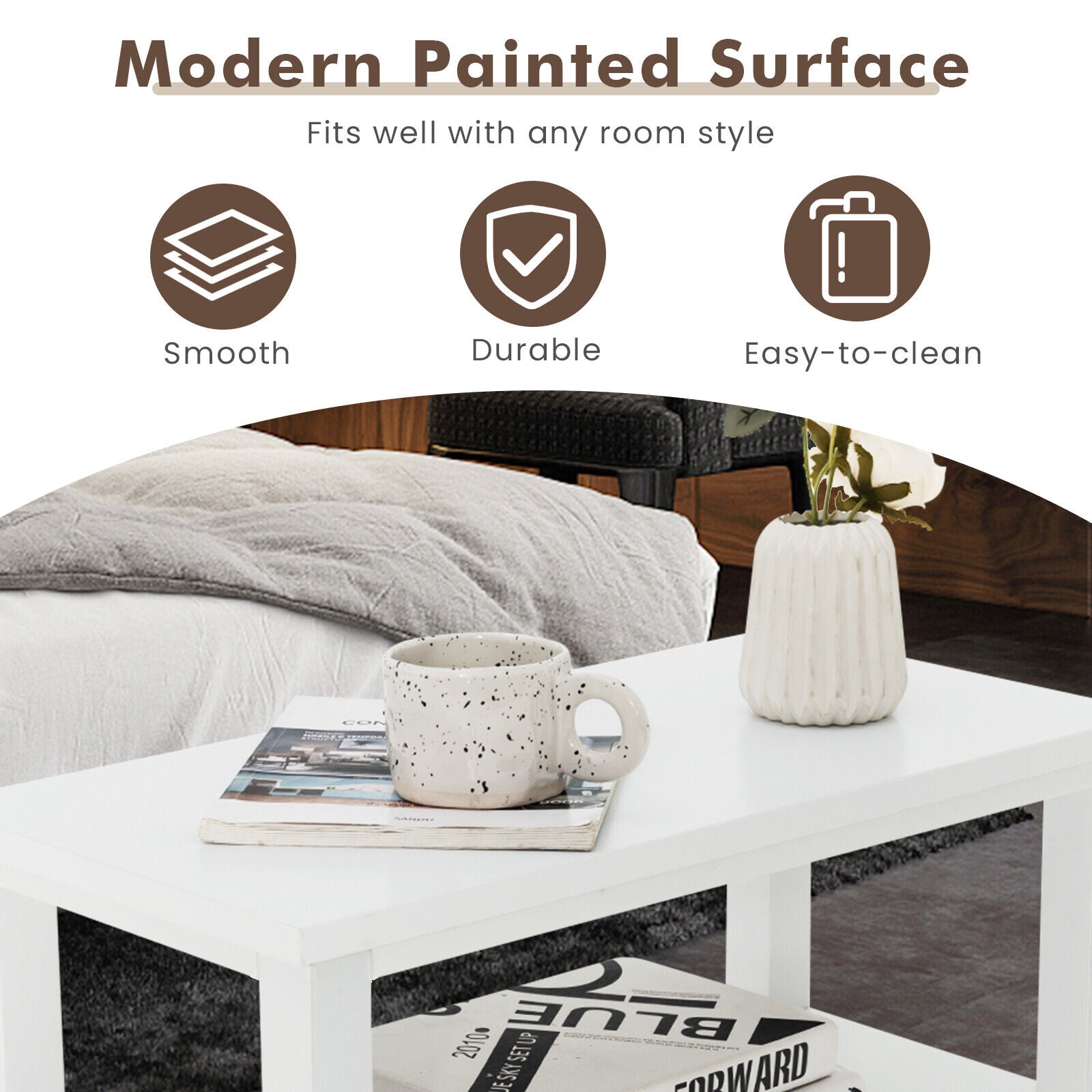 2 Drawer Wooden Nightstand Set, White Nightstands at Gallery Canada