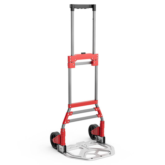 Folding Hand Truck with Telescoping Handle and Wheels, Light Gray